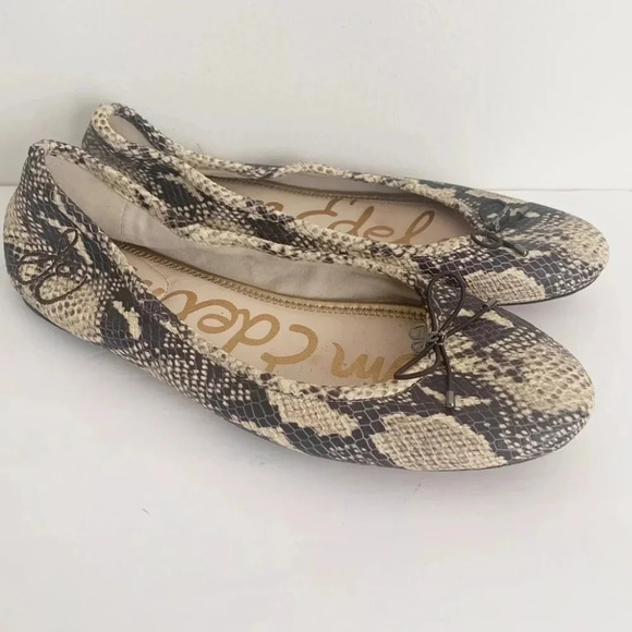 Sam Edelman Felicia Flats Ballerina Ballets Phyton Animal Print Leather… - Picture 1 of 5